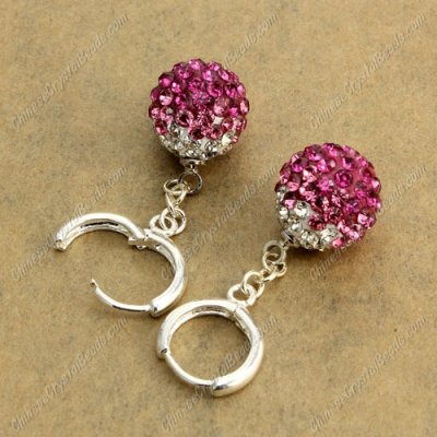 High quality Pave Drop Earrings, 12mm evil eye pave beads, fuchsia gradient, sold 1 pair