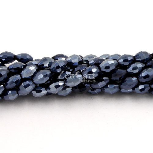 6x9mm 70Pcs Chinese Barrel Shaped crystal beads, gunmetal