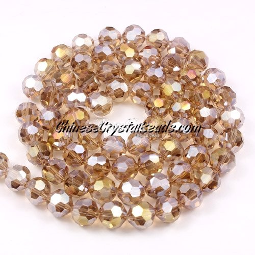70Pcs Crystal Round beads strand, 8mm, silver champagne AB
