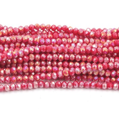 130Pcs 2.5x3.5mm Chinese Crystal Rondelle Beads, Med Red Velvet AB