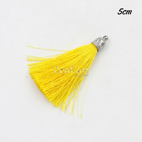 1 pcs Silky Tassels, 5cm Handmade Silky Tassels, neon yellow