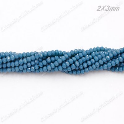130Pcs 2x3mm Chinese Crystal Rondelle Beads, opaque dark blue