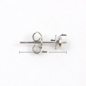 Earring, slver-plated brass, 4mm cup with post and earnut. Sold per pkg of 10 pairs.