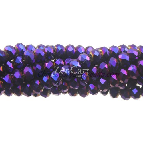 130Pcs 2x3mm Chinese Crystal Rondelle Beads, purple light