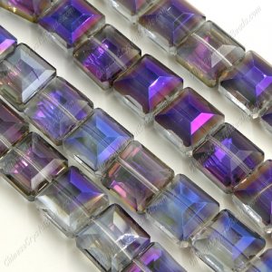 faceted square crystal, 13x13mm, Purple light, 12 beads