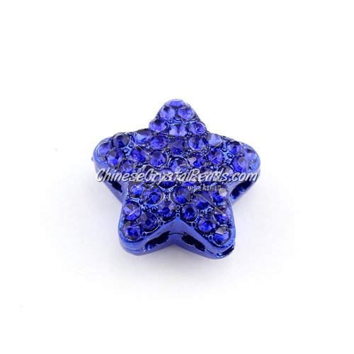 pave star cube beads, 19mm, sapphire, 1 piece