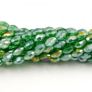 6x9mm 70Pcs Chinese Barrel Shaped crystal beads, Fern green AB