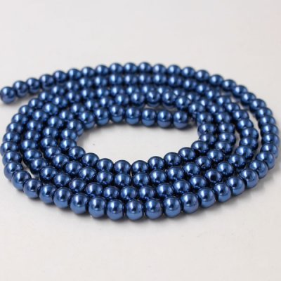 Glass Pearl Beads, Round, dark blue, different size for choice, Hole:Approx 1mm, Length:Approx 32 Inch