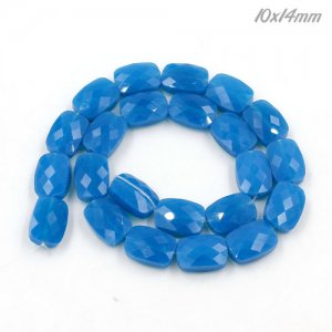 10x14mm rectangle grid faceted crystal beads, opal blue, 1 Pc