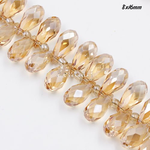 98 beads 8x16mm AAA Crystal Briolette Bead Strand, golden shadow