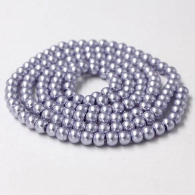 Glass Pearl Beads, Round, grey purple, different size for choice, Hole:Approx 1mm, Length:Approx 32 Inch