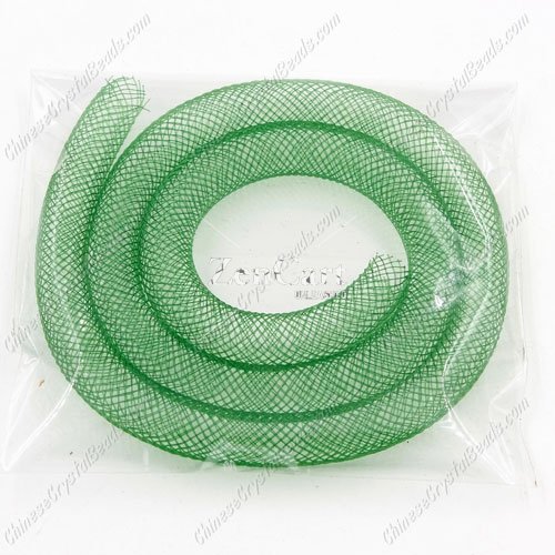 DIY Mesh Bracelet soft nylon fishnet tube, Green, width:8mm, 40cm