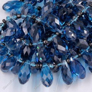 10x20mm, Briolette beads, capri blue, 10 beads