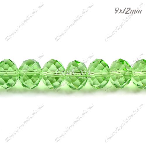 35Pcs 9x12mm Chinese Crystal Rondelle Bead Strand, lime green