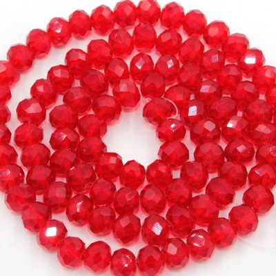 Chinese Crystal Rondelle Bead Strand, Siam, 6x8mm , about 72 beads