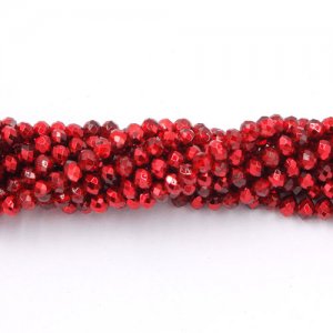 140Pcs 3x4mm Chinese Crystal Rondelle Beads Strand, half paint red