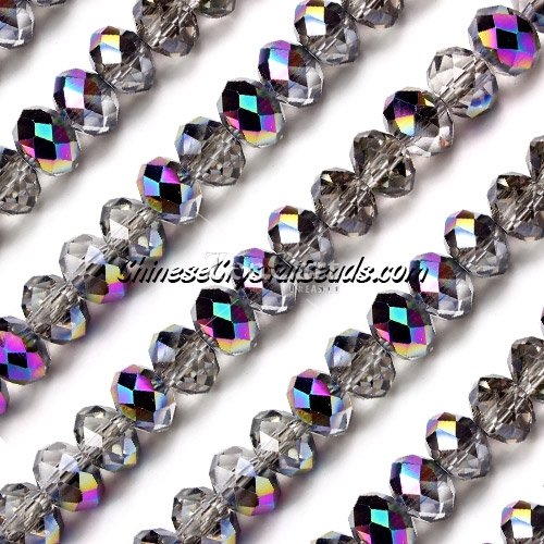 chinese crystal Rondelle bead Strand, 6x8mm, Half Rainbow, about 72 beads
