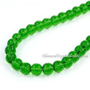 Chinese 8mm Round Glass Beads Fern Green, hole 1mm, about 42pcs per strand