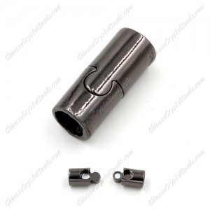 Brass Magnetic Clasps, Tube, 21x9mm, gun metal plated, half-drilled hole, hole:7mm, 1pcs