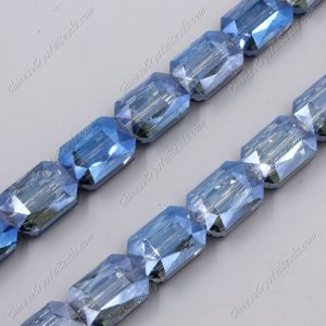 Chinese Crystal Faceted Rectangle Pendant ,magic Blue, 13x18mm, 10 beads