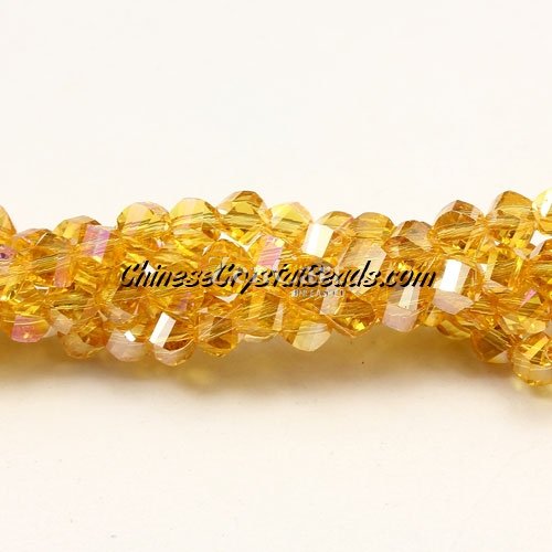 4mm Crystal Helix Beads Strand G champagne AB, about 100 beads, 15 inch