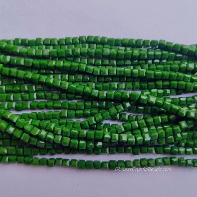 4mm Cube Crystal beads about 95Pcs, opaque fern