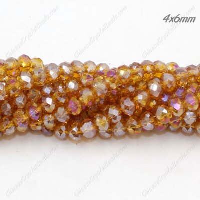 4x6mm Amber AB Chinese Crystal Rondelle Beads about 95 beads