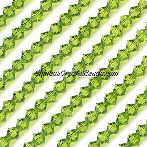 Chinese Crystal Bicone bead strand, 6mm, Olivine, about 50 beads