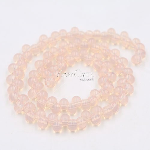 100Pcs 6mm rondelle earring shaped glass beads, hole: 2mm, opal pink
