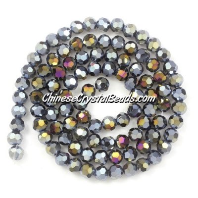 Chinese Crystal 4mm Round Bead Strand, Blcak AB, about 100 beads
