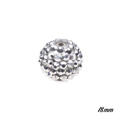 18mm Crystal Disco Ball Acrylic Rhinestone Silver 1 bead