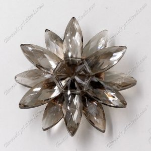 Beaded crystal flower, CCB Base, 45mm width, silver shade, 1pcs
