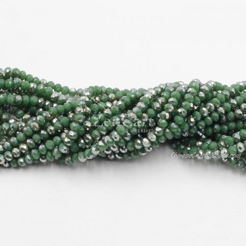 130 beads 3x4mm crystal rondelle beads opaque green B04