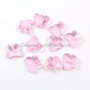 Crystal Butterfly Beads, pink, 12x14mm, 10 beads