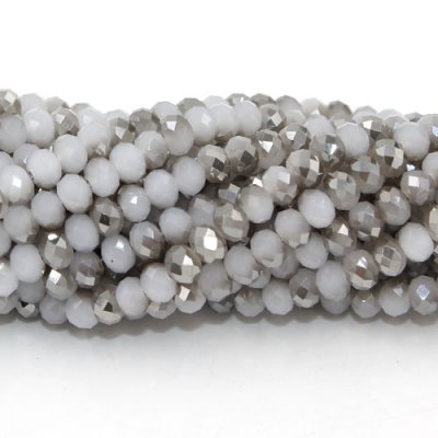 4x6mm Chinese Crystal Rondelle Beads,white jade and half gray light, about 95 Pcs