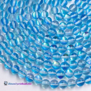 aqua Mystic Aura Quartz Beads 6/8/10/12mm Rainbow Holographic Bead Synthetic Moonstone 15.5inch
