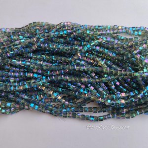 4mm Cube Crystal beads about 95Pcs, blue light