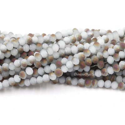 130Pcs 2.5x3.5mm Chinese Crystal Rondelle Beads, Matte lt. gray half Purple Light