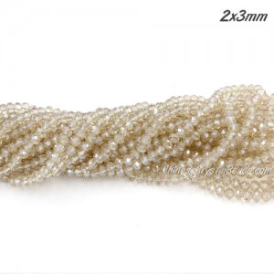 130Pcs 2.5x3.5mm Chinese Crystal Rondelle Beads, silver shadow