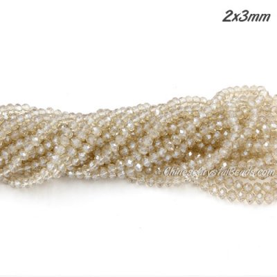 130Pcs 2.5x3.5mm Chinese Crystal Rondelle Beads, silver shadow